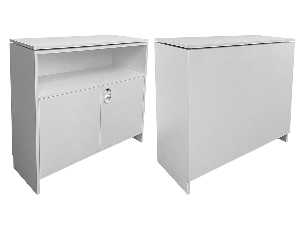 Vernier | White lockable counter, straight | H100xL100xP40cm