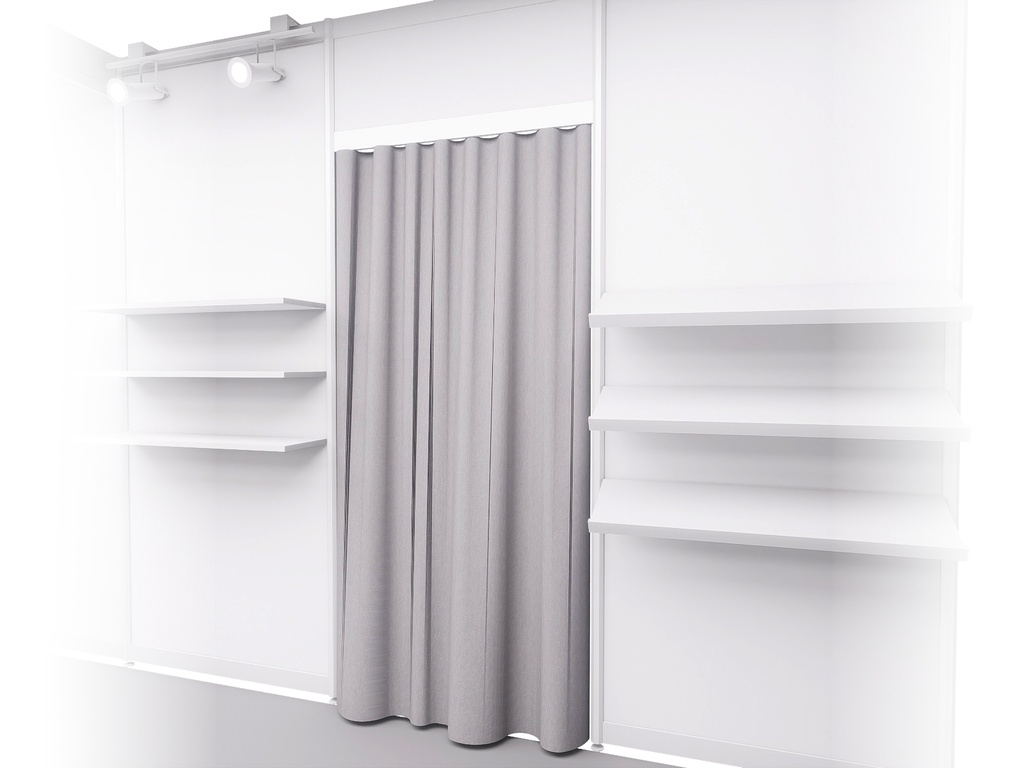 Light grey curtain L100xH200cm, top white panel
