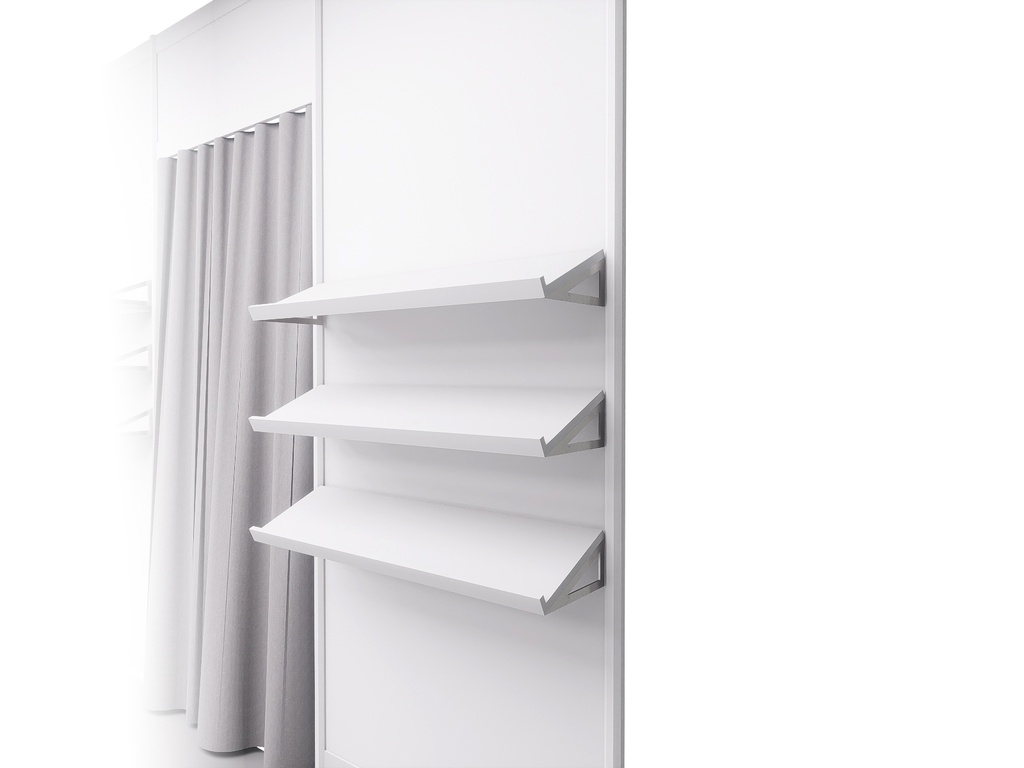 Set of 3 sloping shelves L100xD30cm fixed to the wall