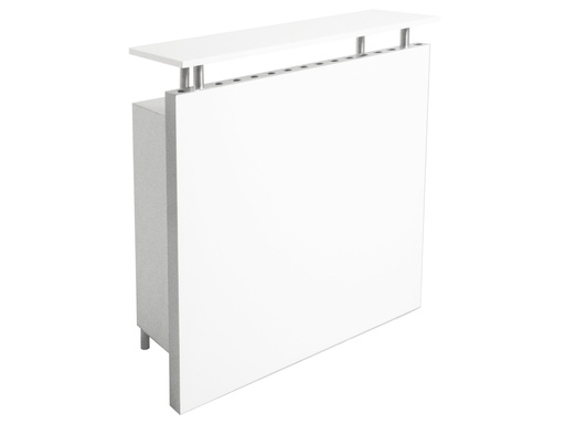 Tessin | White lockable counter, straight, grey back frame | H150xL100xP45cm