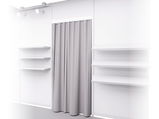 [153] Rideau gris clair L100xH200cm & Attique blanc